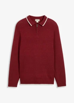 Herren bonprix Pullover & Strickjacken|Große Größen|Polo Pullover mit recycelter Baumwolle