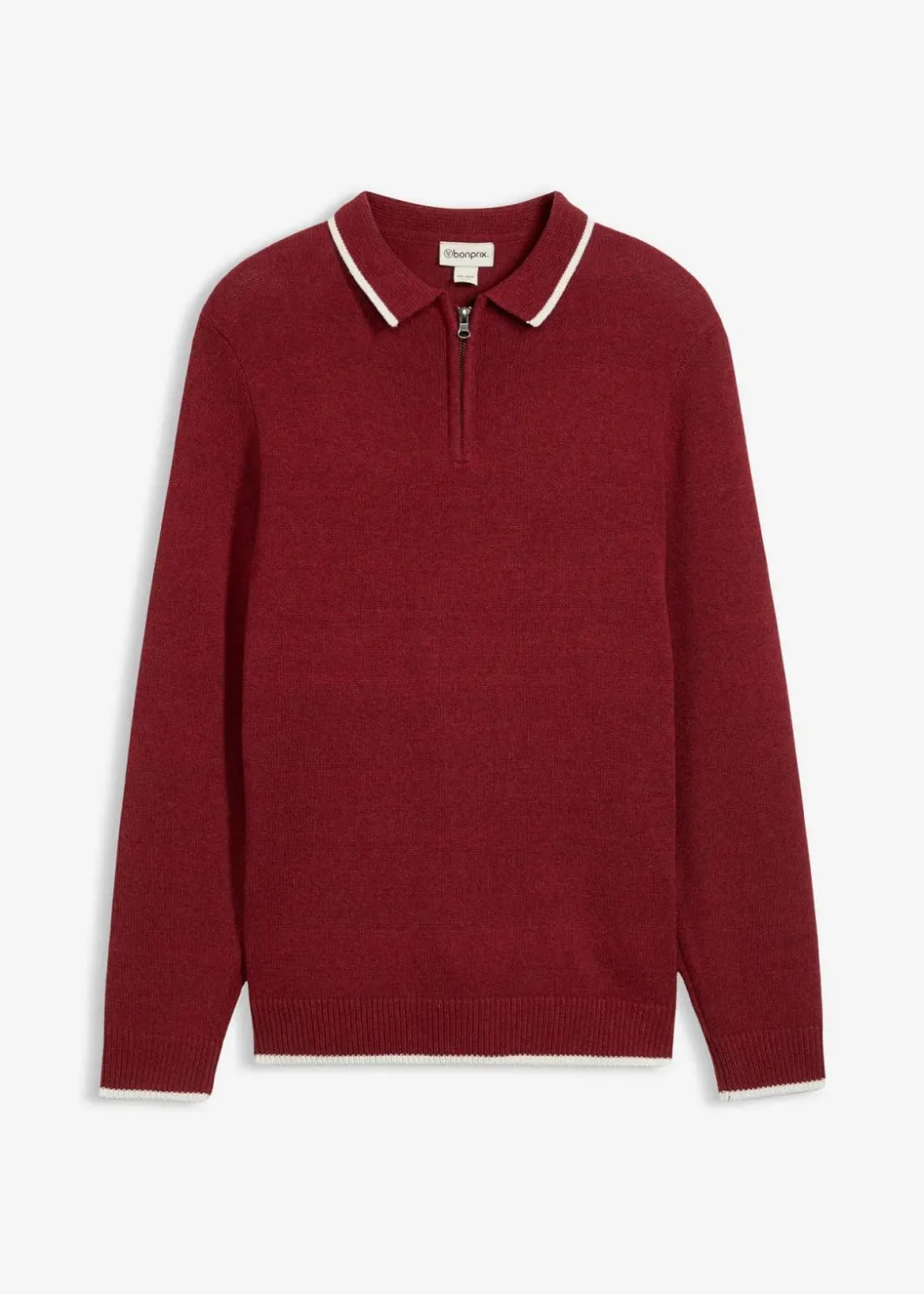 Herren bonprix Pullover & Strickjacken|Große Größen|Polo Pullover mit recycelter Baumwolle