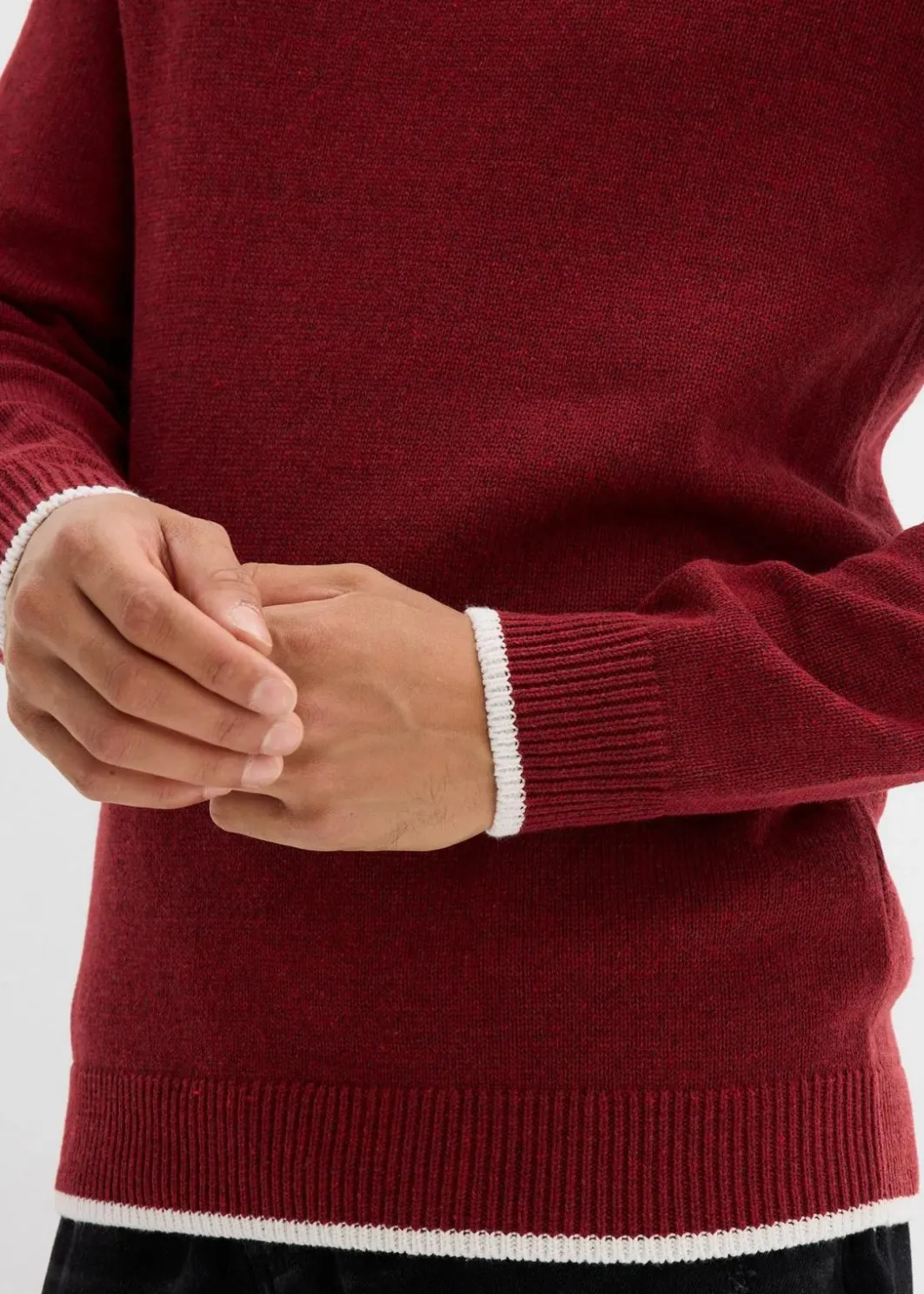 Herren bonprix Pullover & Strickjacken|Große Größen|Polo Pullover mit recycelter Baumwolle