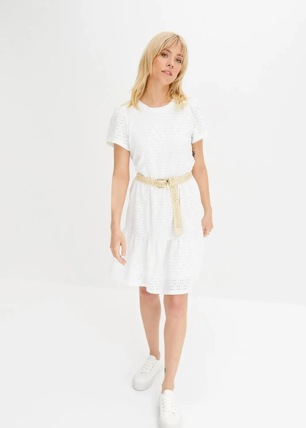 Damen bonprix Bekleidung·Pullover & Strickjacken|Kleider|Polokleid mit Lochstickerei
