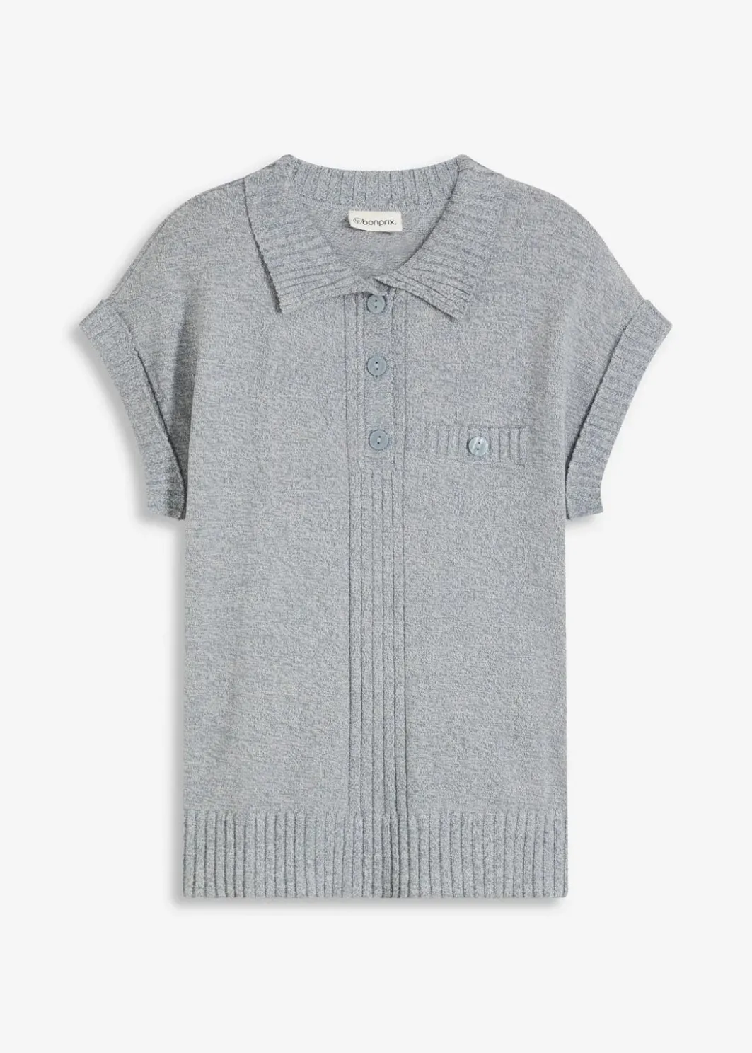 Damen bonprix Strickmode|Pullover & Strickjacken|Polo-Pullover mit Baumwolle