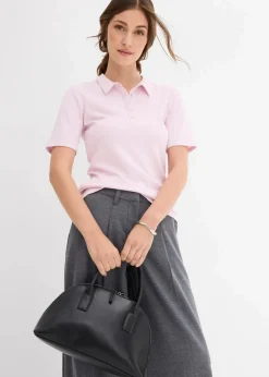 Damen bonprix Shirts & Tops|Poloshirt aus Viskose-Mix