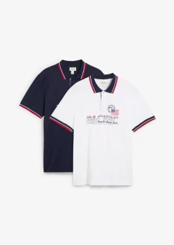 Herren bonprix Große Größen|Shirts & Polos|Poloshirt, Kurzarm aus reiner Bio-Baumwolle (2er Pack)
