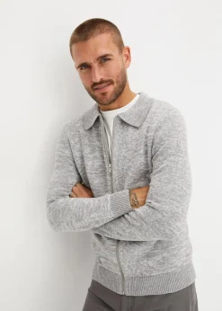 Herren bonprix Große Größen|Pullover & Strickjacken|Polo-Strickjacke mit Reißverschluss und recycelter Baumwolle