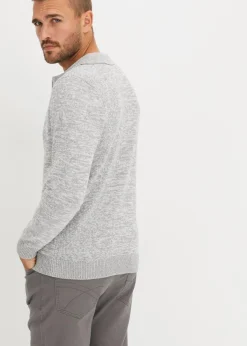 Herren bonprix Große Größen|Pullover & Strickjacken|Polo-Strickjacke mit Reißverschluss und recycelter Baumwolle