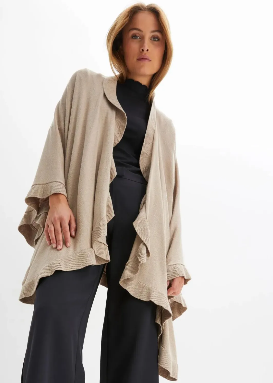 Damen bonprix Ponchos|Schuhe & Accessoires In Spezialgrößen·Tücher & Ponchos|Poncho mit Kaschmiranteil