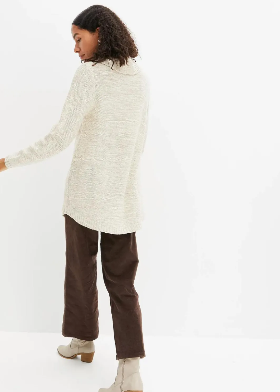 Damen bonprix Pullover & Strickjacken|Strickmode|Poncho-Longpullover, Langarm
