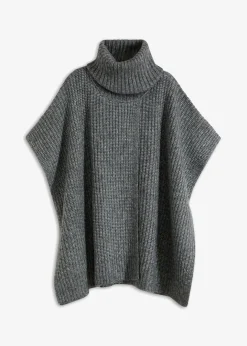 Damen bonprix Pullover & Strickjacken|Strickmode|Poncho-Pullover mit Wollanteil