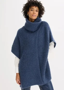 Damen bonprix Pullover & Strickjacken|Strickmode|Poncho-Pullover mit Wollanteil