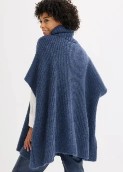 Damen bonprix Pullover & Strickjacken|Strickmode|Poncho-Pullover mit Wollanteil