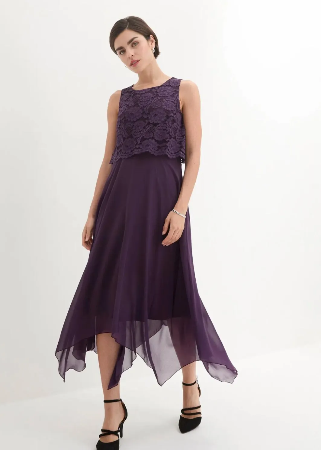 Outlet Premium Chiffonkleid mit Spitze Damen Kleider|Festliche Mode