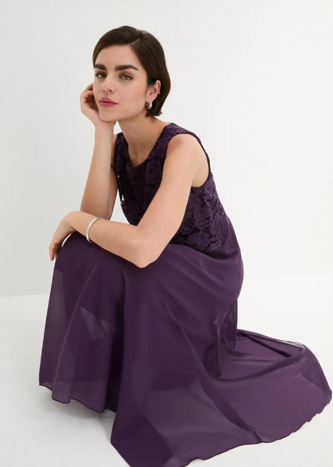 Outlet Premium Chiffonkleid mit Spitze Damen Kleider|Festliche Mode