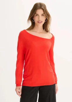 Damen bonprix Pullover & Strickjacken|Strickmode|Pullover aus fließendem Viskose-Mix