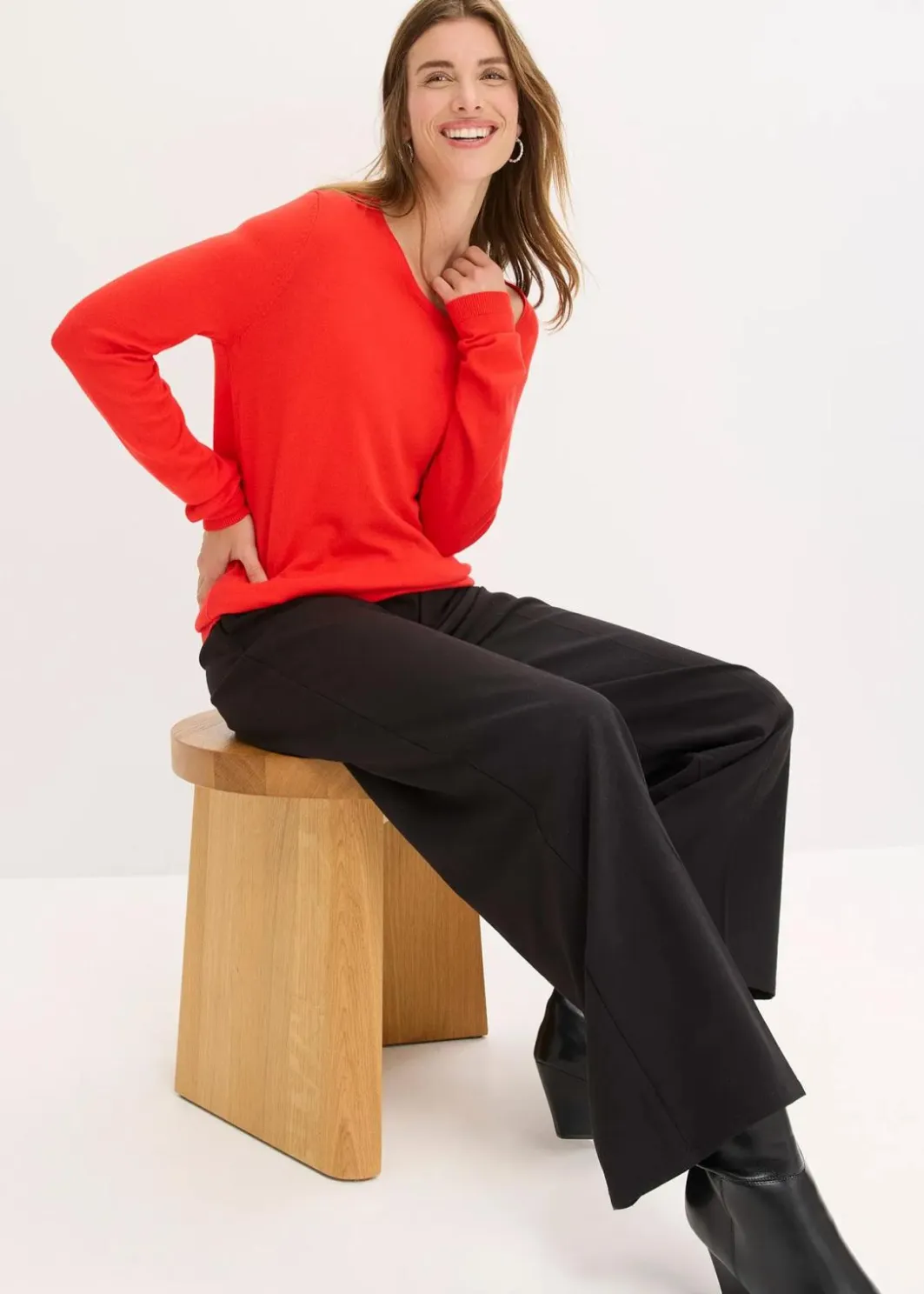Damen bonprix Pullover & Strickjacken|Strickmode|Pullover aus fließendem Viskose-Mix