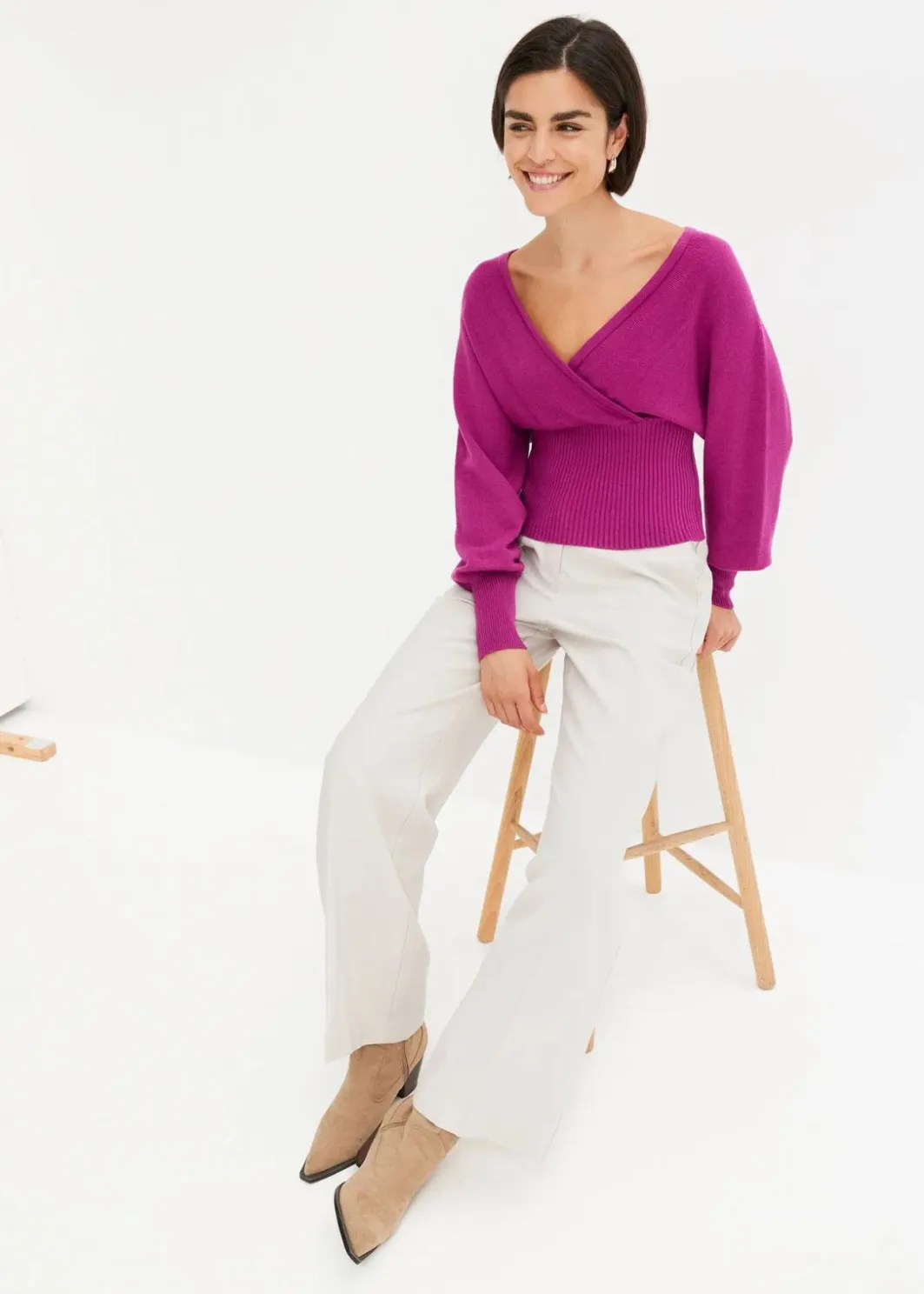 Pullover aus fließendem Viskose-Mix Damen Bekleidung·Umstandsmode|Strickmode