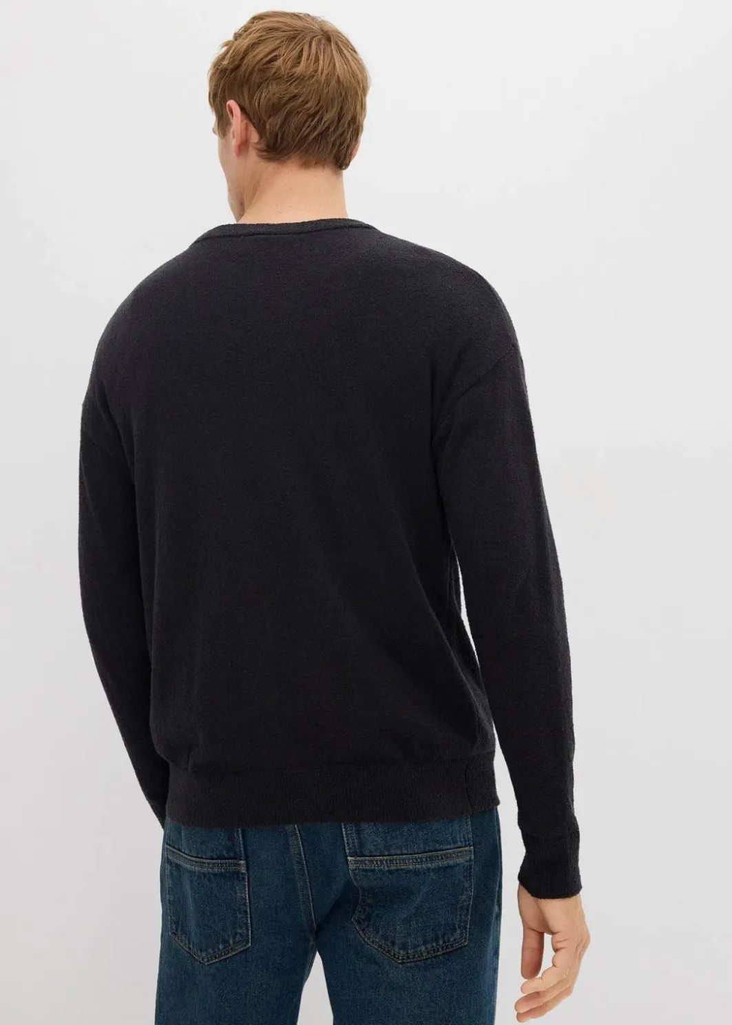 Herren bonprix Große Größen|Pullover & Strickjacken|Pullover aus Struktur-Baumwoll-Mix
