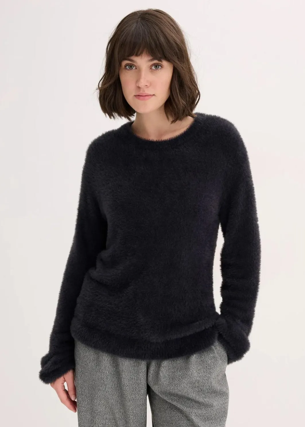 Damen bonprix Pullover & Strickjacken|Strickmode|Pullover in Plüsch-Optik