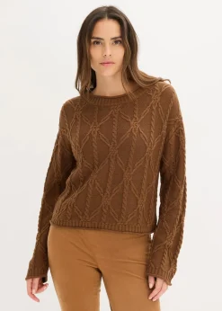 Damen bonprix Pullover & Strickjacken|Strickmode|Pullover mit Baumwollanteil