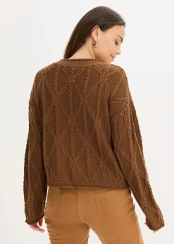 Damen bonprix Pullover & Strickjacken|Strickmode|Pullover mit Baumwollanteil