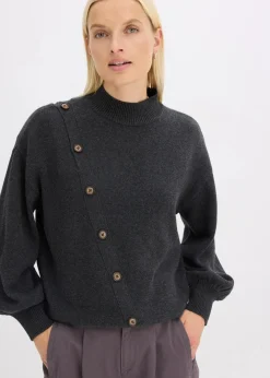 New Pullover mit Knopfleiste Damen Strickmode|Pullover & Strickjacken