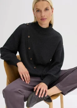 New Pullover mit Knopfleiste Damen Strickmode|Pullover & Strickjacken