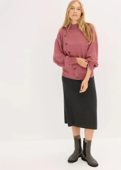 Damen bonprix Strickmode|Pullover & Strickjacken|Pullover mit Knopfleiste