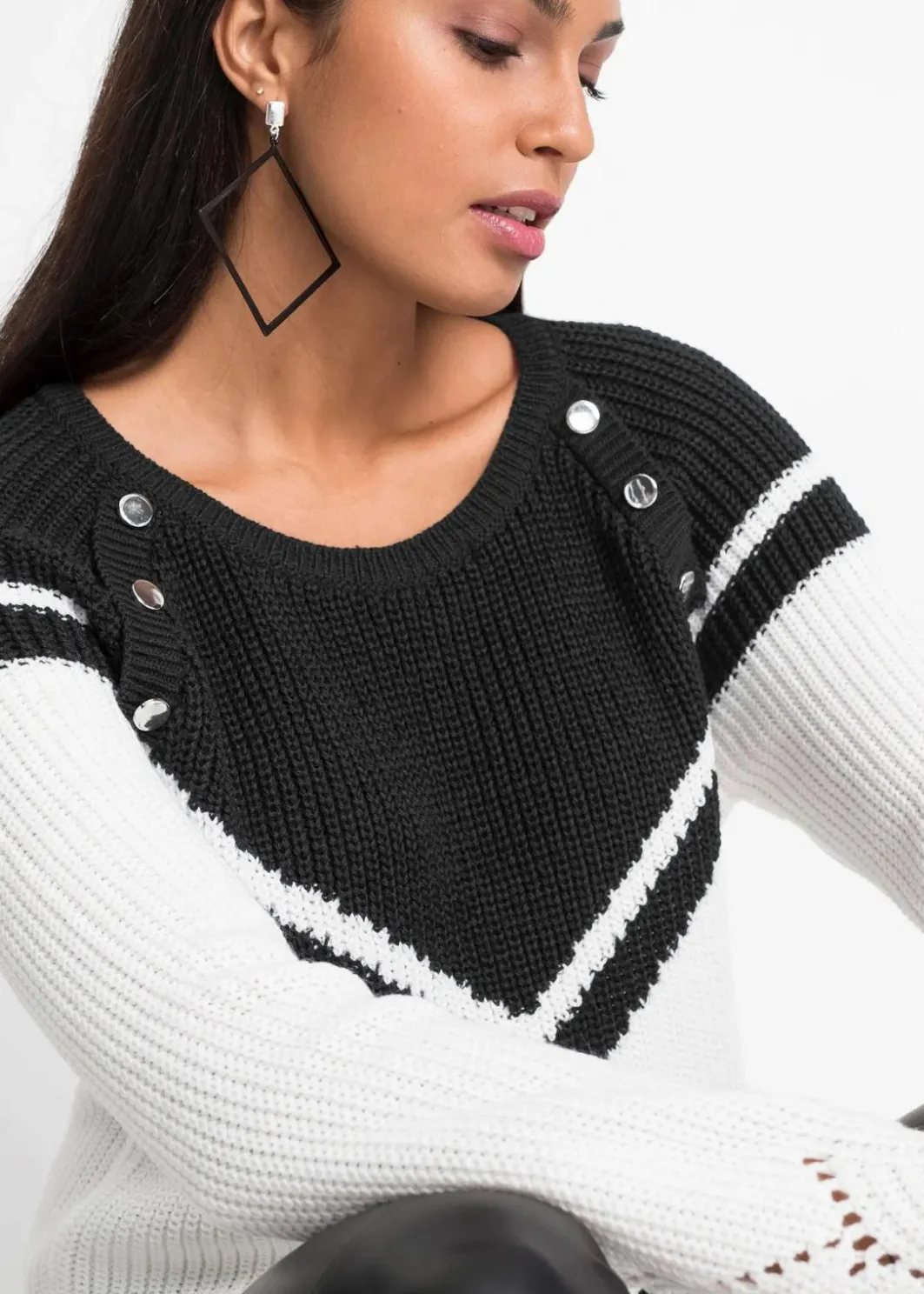 Damen bonprix Bekleidung·Umstandsmode|Strickmode|Pullover mit Knöpfen