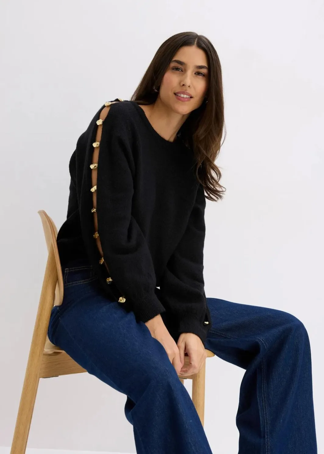 Damen bonprix Bekleidung·Umstandsmode|Bekleidung·Jeans|Pullover mit Metall-Perlen
