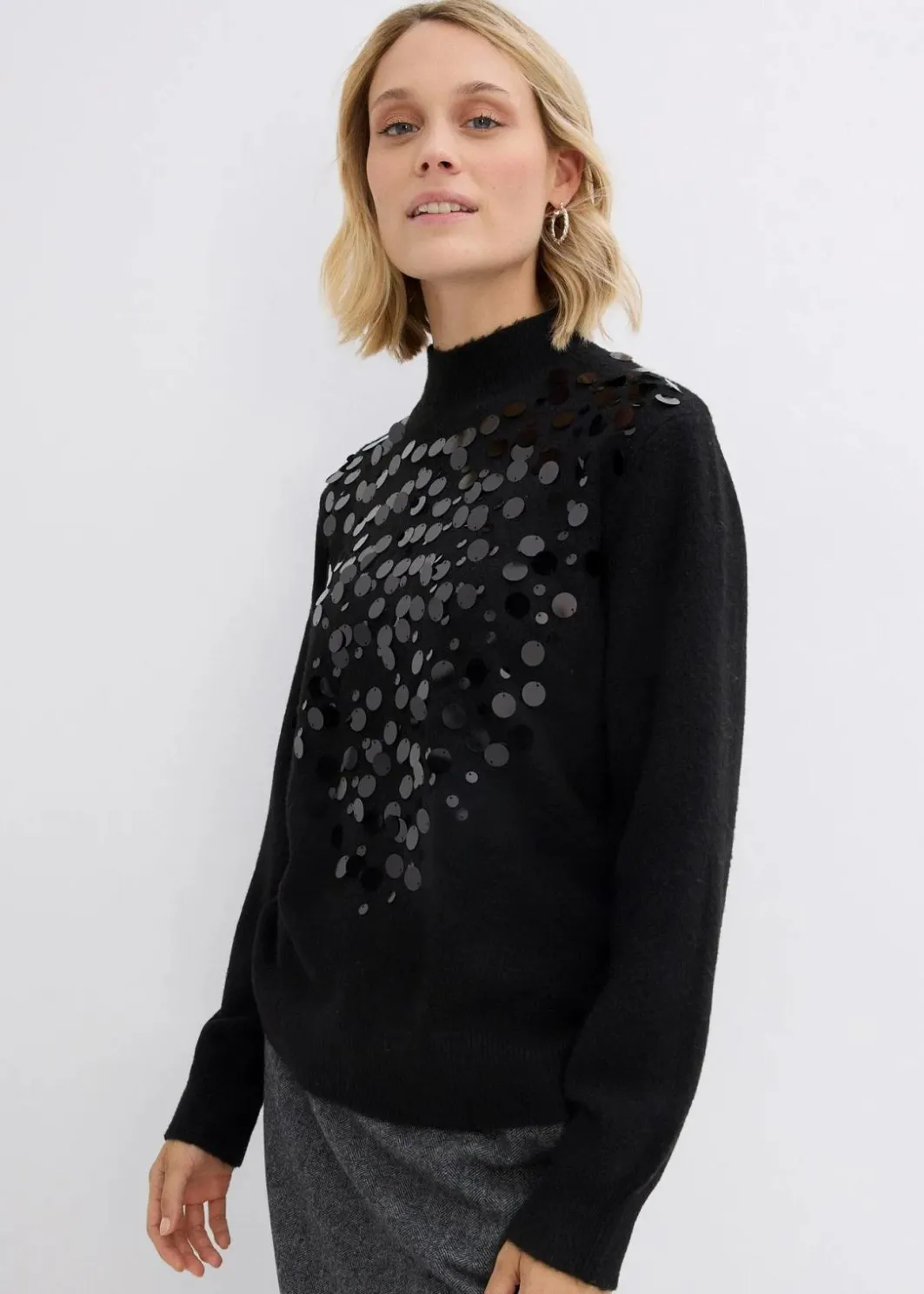 Damen bonprix Nachhaltigere Materialien|Pullover & Strickjacken|Pullover mit Pailetten