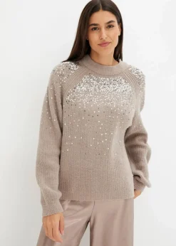 Damen bonprix Pullover & Strickjacken|Bekleidung·Jeans|Pullover mit Pailletten