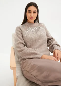 Damen bonprix Pullover & Strickjacken|Bekleidung·Jeans|Pullover mit Pailletten