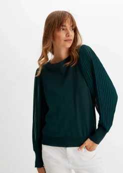 Damen bonprix Bekleidung·Umstandsmode|Strickmode|Pullover mit plissierten Ärmeln