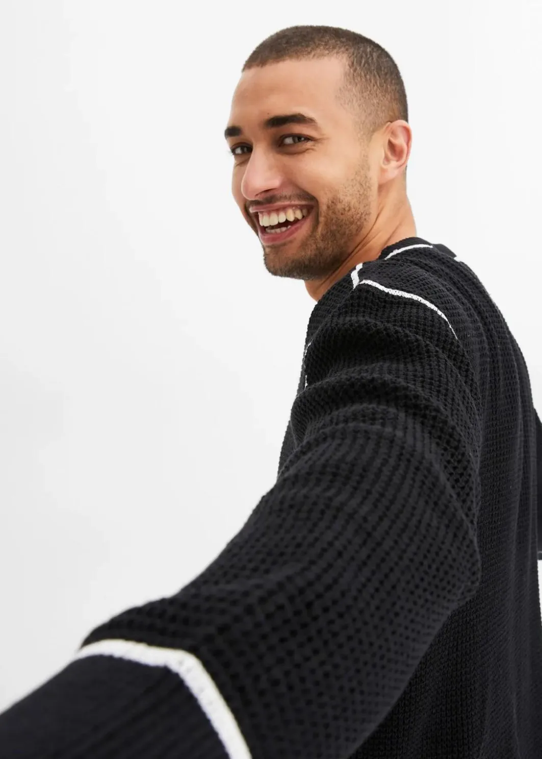Herren bonprix Große Größen|Pullover & Strickjacken|Pullover mit recycelter Baumwolle, Loose Fit