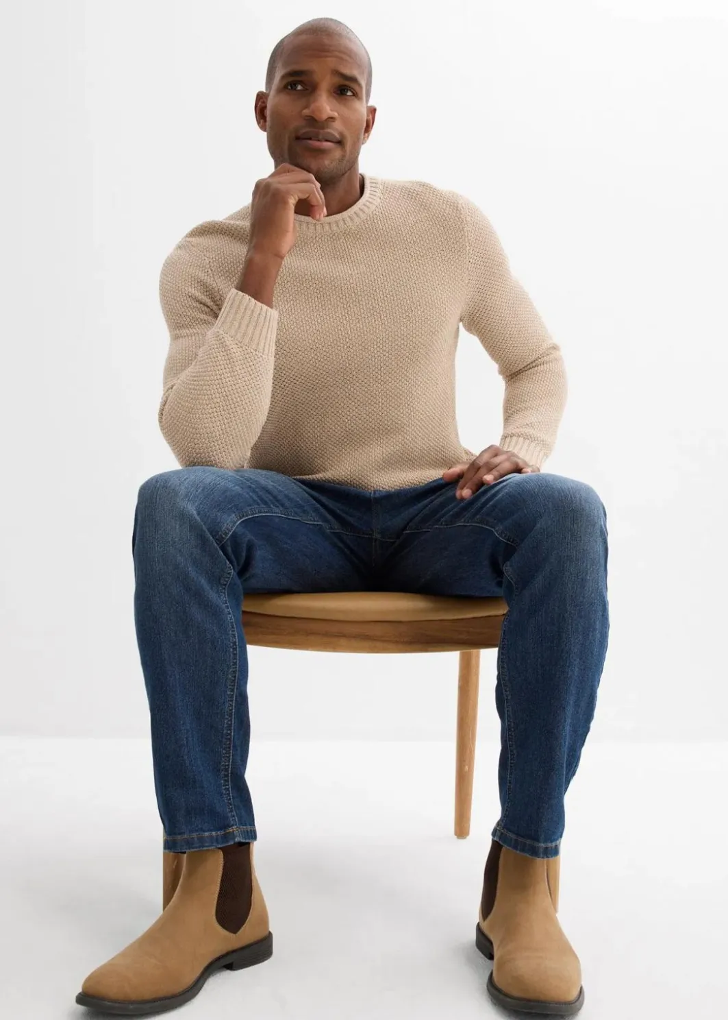 Herren bonprix Große Größen|Pullover & Strickjacken|Pullover mit recycelter Baumwolle