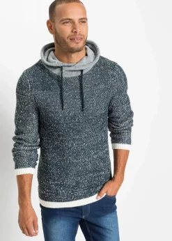 Herren bonprix Große Größen|Pullover & Strickjacken|Pullover mit Schalkragen und Kontrastdetails