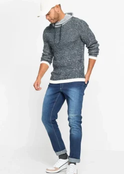 Herren bonprix Große Größen|Pullover & Strickjacken|Pullover mit Schalkragen und Kontrastdetails