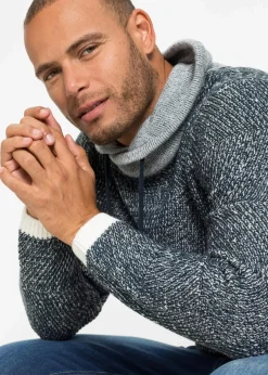Herren bonprix Große Größen|Pullover & Strickjacken|Pullover mit Schalkragen und Kontrastdetails