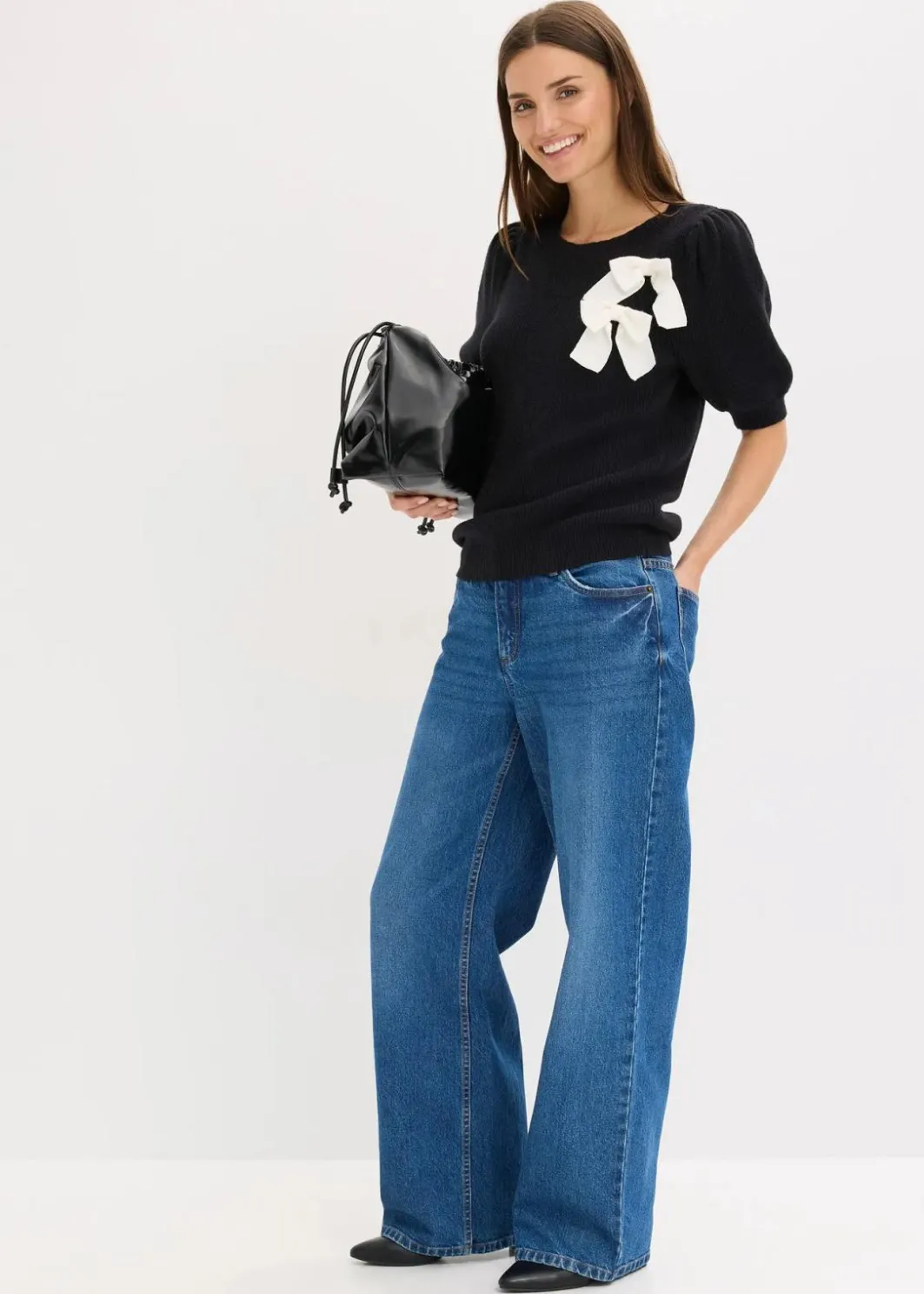 Damen bonprix Bekleidung·Umstandsmode|Bekleidung·Jeans|Pullover mit Schleifen-Applikation