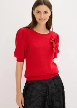 Damen bonprix Pullover & Strickjacken|Strickmode|Pullover mit Schleifen-Applikation