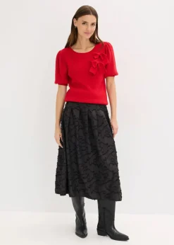 Damen bonprix Pullover & Strickjacken|Strickmode|Pullover mit Schleifen-Applikation