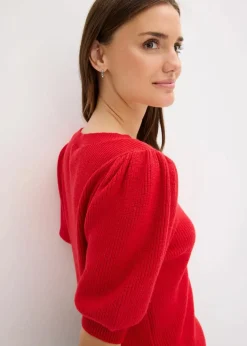 Damen bonprix Pullover & Strickjacken|Strickmode|Pullover mit Schleifen-Applikation