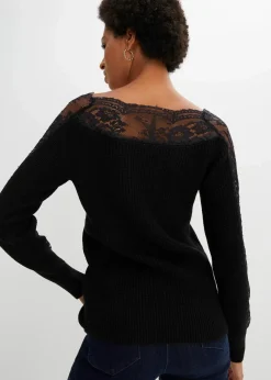 Pullover mit Spitze Damen Strickmode|Pullover & Strickjacken