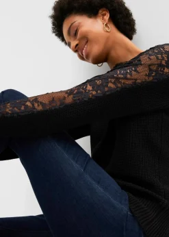 Pullover mit Spitze Damen Strickmode|Pullover & Strickjacken