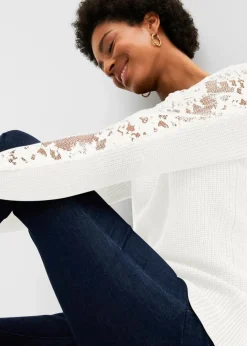 Discount Pullover mit Spitze Damen Strickmode|Pullover & Strickjacken