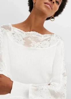 Discount Pullover mit Spitze Damen Strickmode|Pullover & Strickjacken