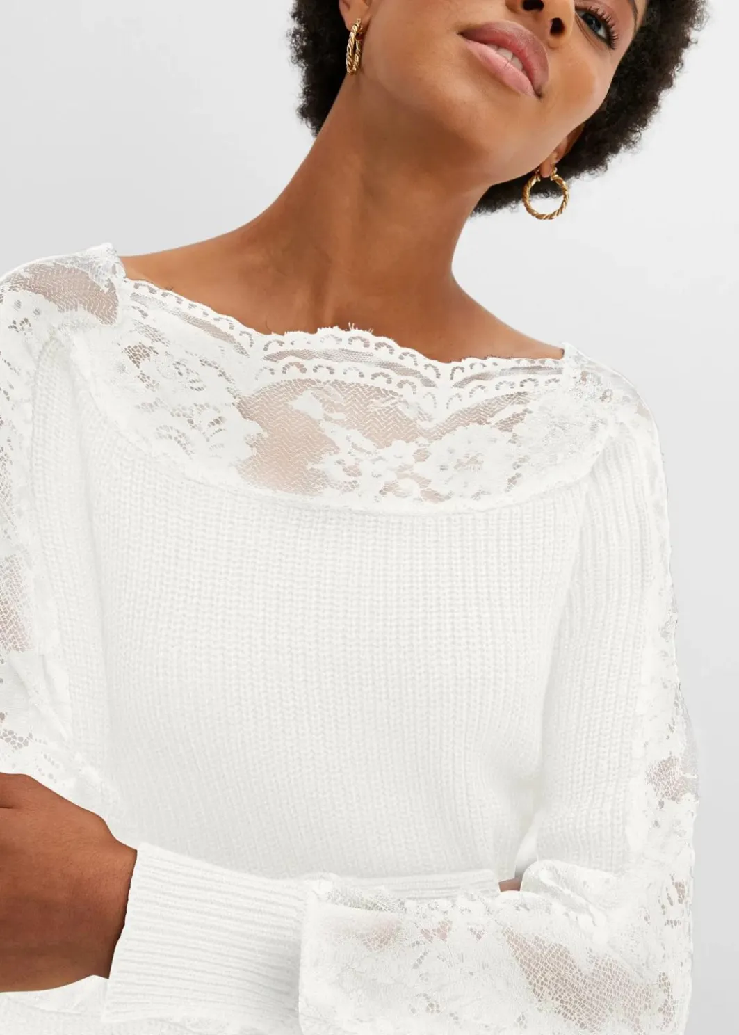 Discount Pullover mit Spitze Damen Strickmode|Pullover & Strickjacken