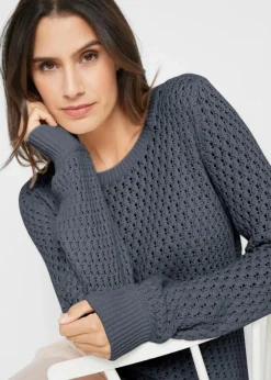 New Pullover mit Strukturstrick aus Baumwollmix Damen Pullover & Strickjacken|Strickmode