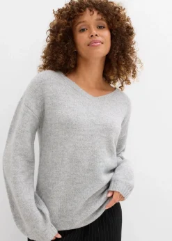 Damen bonprix Pullover & Strickjacken|Basics|Pullover mit V-Ausschnitt