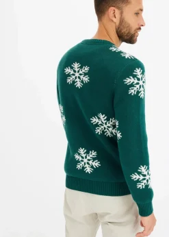 Clearance Pullover mit Winter-Motiv und recycelter Baumwolle Herren Große Größen|Pullover & Strickjacken