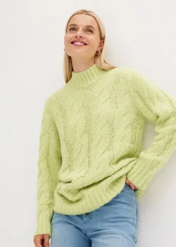 Damen bonprix Pullover & Strickjacken|Strickmode|Pullover mit Zopfmuster